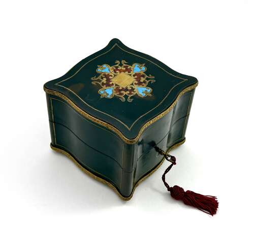 A Fine Antique French Baccarat Perfume Set with Dore Mounts and Original Key.
