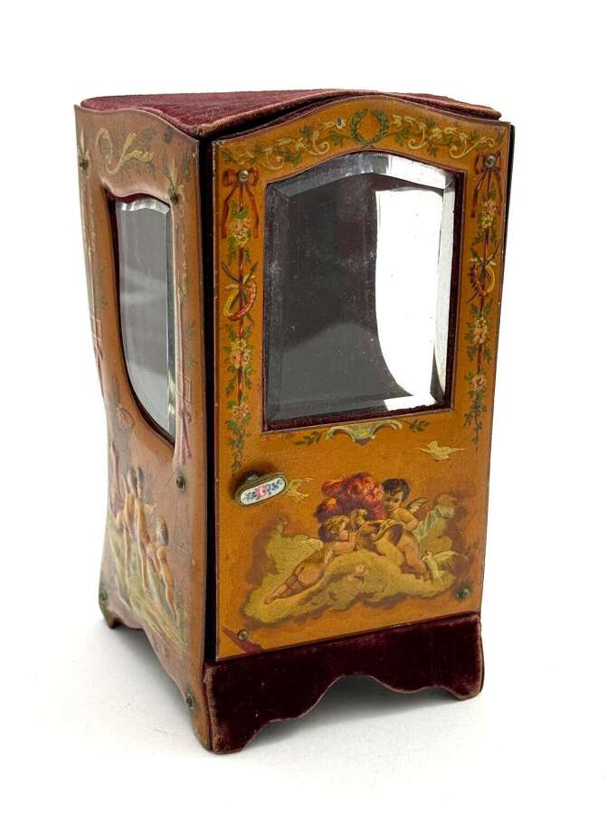 A Charming Antique&nbsp;French Papier-M&acirc;ch&eacute;&nbsp;Sedan Chair Decorated with Hand-Painted Putti
