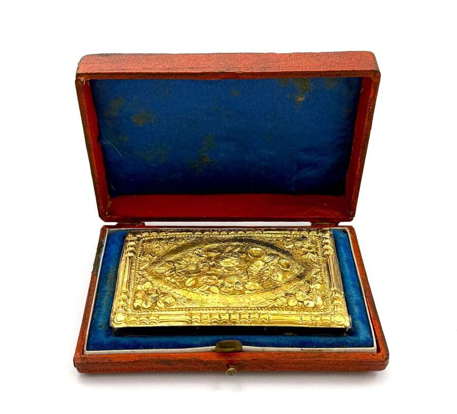 A Fine Continental Antique Gilt Metal Aide Memoire with Pencil