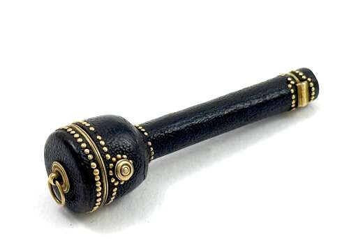 A Rare Antique 18th C Shagreen and Gold Etui, Designed to Hold a Thimble and Needles