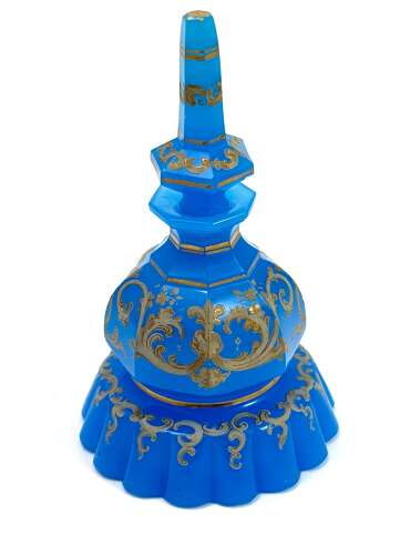 An Unusual Antique Barfatan Blue Opaline Glass Perfume Bottle .