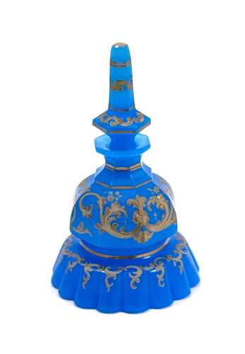 An Unusual Antique Barfatan Blue Opaline Glass Perfume Bottle .