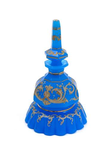 An Unusual Antique Barfatan Blue Opaline Glass Perfume Bottle .