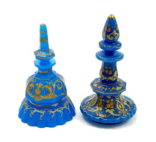 An Unusual Antique Barfatan Blue Opaline Glass Perfume Bottle .