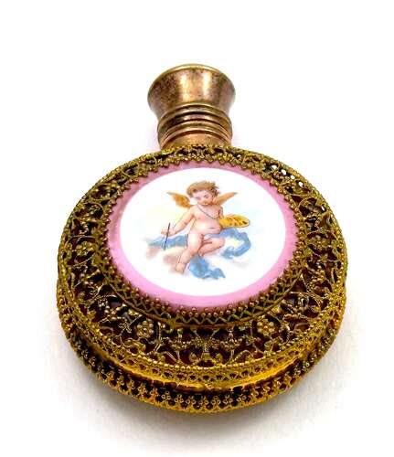 A Fine Antique French Vanity Set, of Matching Perfume Bottle & Pill Box