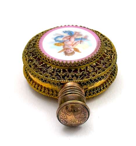 A Fine Antique French Vanity Set, of Matching Perfume Bottle & Pill Box
