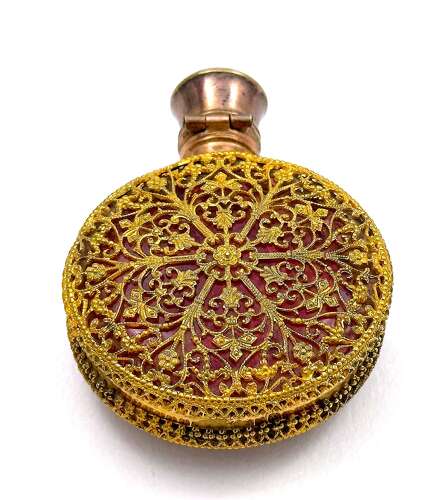 A Fine Antique French Vanity Set, of Matching Perfume Bottle & Pill Box