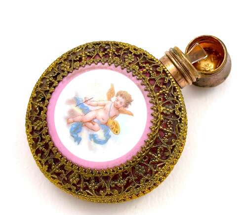 A Fine Antique French Vanity Set, of Matching Perfume Bottle & Pill Box