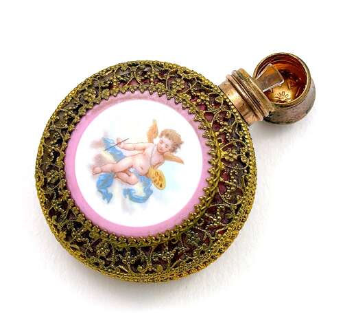 A Fine Antique French Vanity Set, of Matching Perfume Bottle & Pill Box