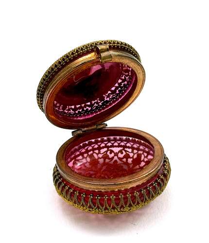 A Fine Antique French Vanity Set, of Matching Perfume Bottle & Pill Box