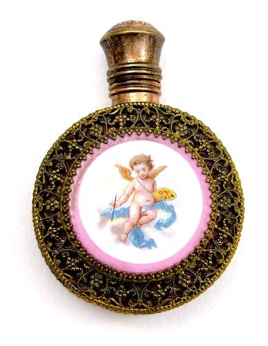 A Fine Antique French Vanity Set, of Matching Perfume Bottle & Pill Box