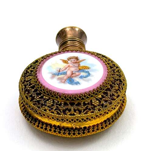 A Fine Antique French Vanity Set, of Matching Perfume Bottle & Pill Box