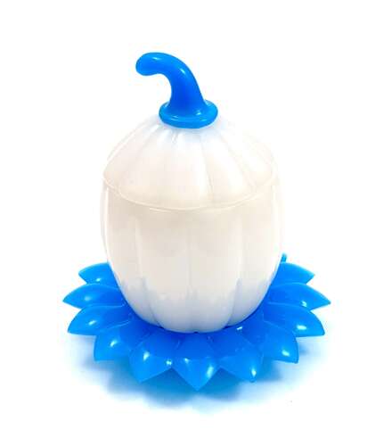 Antique Blue and White Baccarat Opaline Glass Pumpkin Shaped Sugar Casket Box.