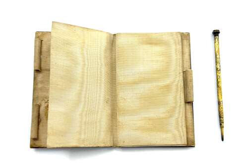 Antique French Tortoiseshell Aide Memoire Note Book Featuring Gold Star Design.