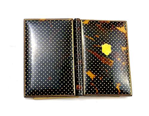 Antique French Tortoiseshell Aide Memoire Note Book Featuring Gold Star Design.