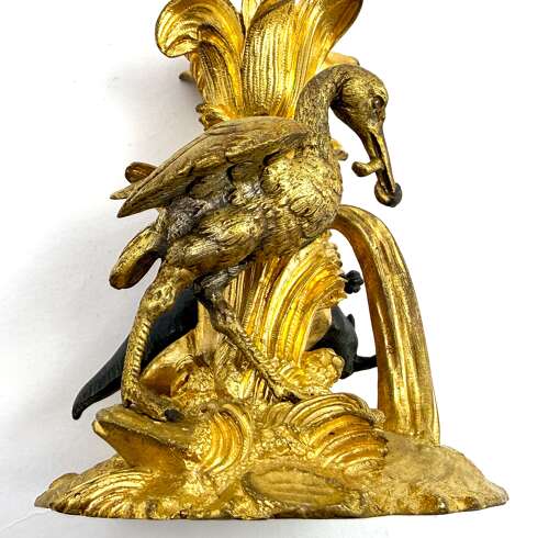 A Striking Pair of Antique French Trumpet-Shaped Glass Vases with Dore Bronze Mounts