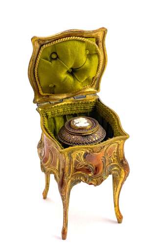 A French Spelter Miniature Rococo Commode Jewellery Casket