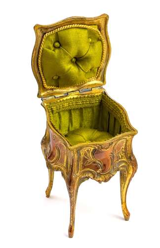 A French Spelter Miniature Rococo Commode Jewellery Casket