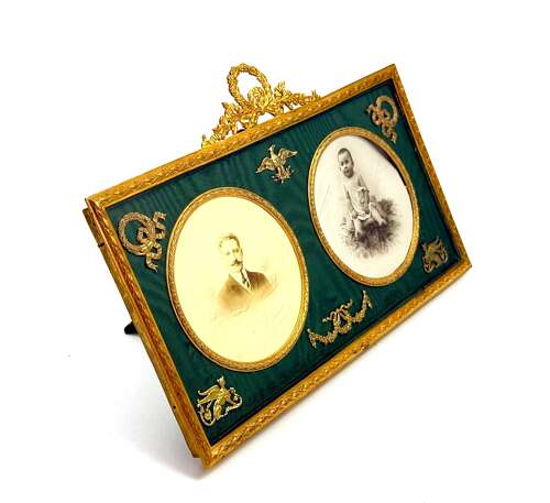 Fine Antique French Empire Style Double Portrait Frame with Dore Bronze Mounts
