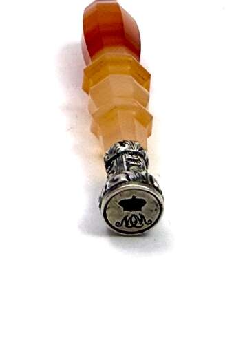 A Fine Antique French Miniature Agate and Silver Wax Seal