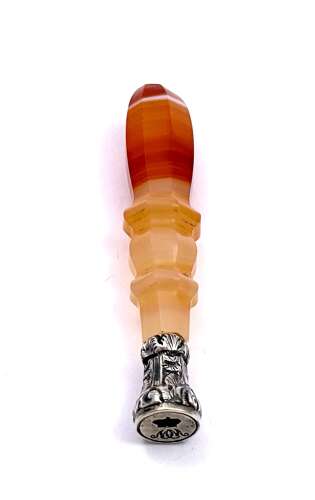 A Fine Antique French Miniature Agate and Silver Wax Seal