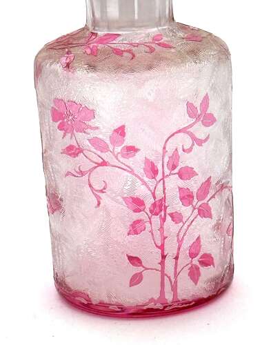 Antique BACCARAT Eglantier Pattern Cranberry Acid Etched Perfume Bottle.