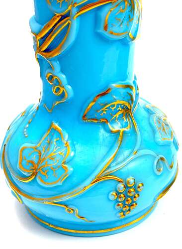 A Rare Pair Baccarat Opaline Glass Vases Known as “Vase à Guirlande de Lierre”
