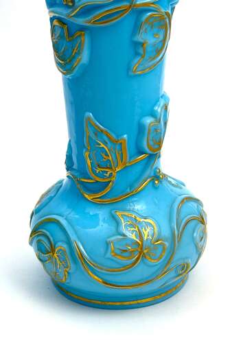 A Rare Pair Baccarat Opaline Glass Vases Known as “Vase à Guirlande de Lierre”