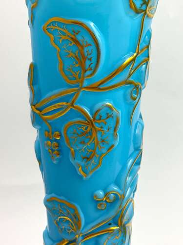 A Rare Pair Baccarat Opaline Glass Vases Known as “Vase à Guirlande de Lierre”