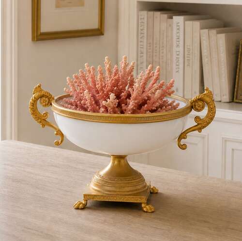 Antique French Bulle de Savon Opaline Glass Centrepiece, Elegantly Mounted in Dore Bronze.