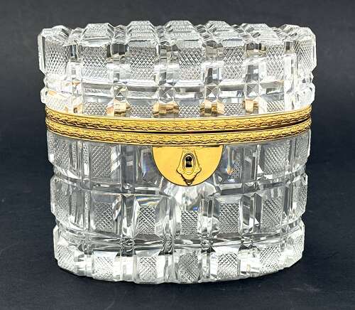 A Superb Antique Baccarat Cut Crystal Casket, Elegantly Mounted in Fine Dore Bronze Mounts