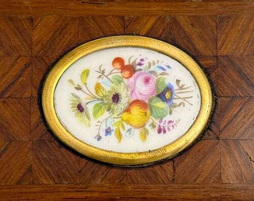 A Fine Antique French Rosewood and Porcelain Perfume Casket