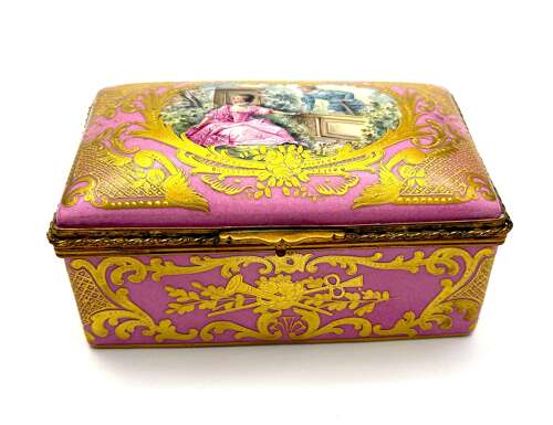 An Exceptional Matching Pair of Antique Signed French Porcelain Caskets