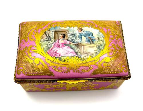 An Exceptional Matching Pair of Antique Signed French Porcelain Caskets