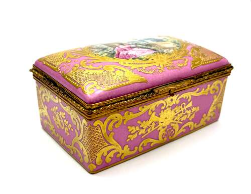 An Exceptional Matching Pair of Antique Signed French Porcelain Caskets