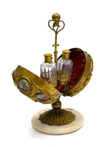 A Highly Decorative Palais Royal Grand Tour Gilt Bronze Egg Perfume Casket.