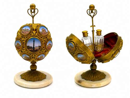 A Highly Decorative Palais Royal Grand Tour Gilt Bronze Egg Perfume Casket.