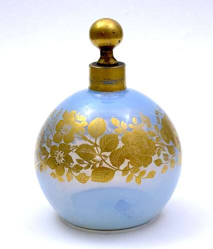 A Beautiful Antique French White 'Bulle de Savon' Opaline Perfume Bottle