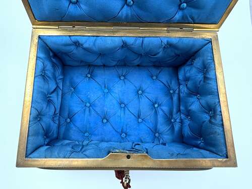 A Large Antique French Porcelain Jewellery Casket With Hand-Painted Floral Panels