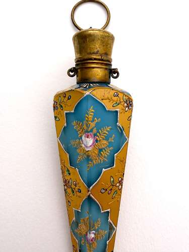 A Fine Bohemian Turquoise Blue Opaline Glass Perfume Bottle Circa 1880