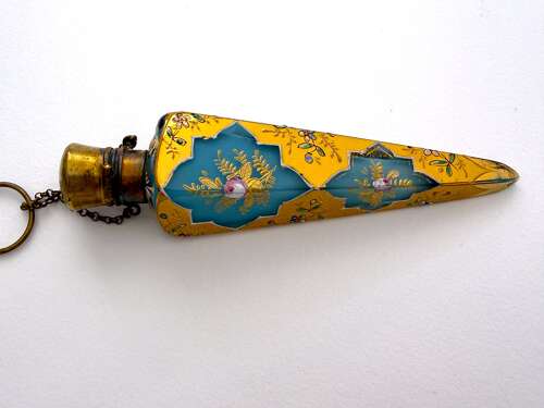 A Fine Bohemian Turquoise Blue Opaline Glass Perfume Bottle Circa 1880