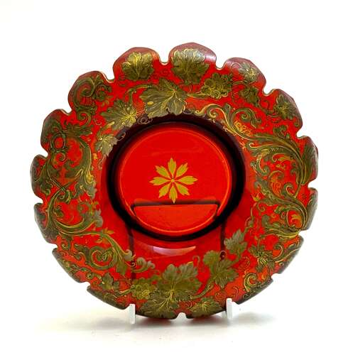 A Magnificent Antique Bohemian Moser Ruby Red and Gold Enamelled Glass Covered Dish
