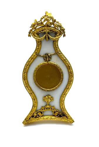Antique French Doré Bronze and White Marble Pocket Watch Holder