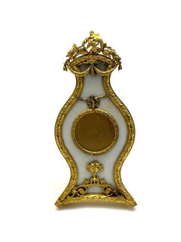 Antique French Doré Bronze and White Marble Pocket Watch Holder