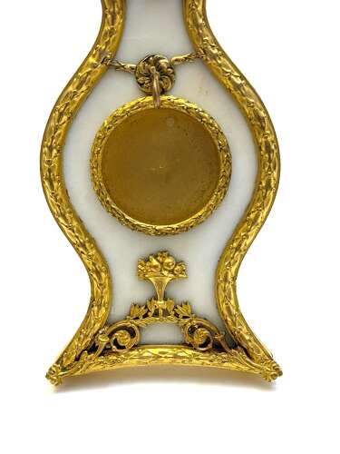 Antique French Doré Bronze and White Marble Pocket Watch Holder