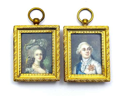 A Pair of French Portrait Miniatures on Ivory, Depicting Marie Antoinette and Louis XVI