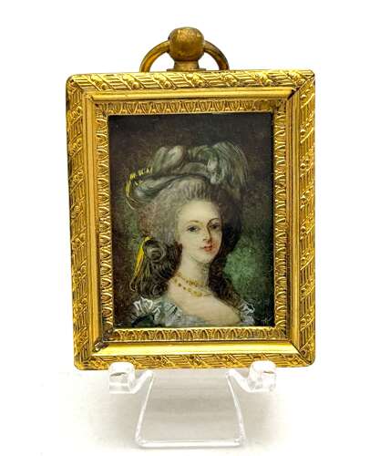 A Pair of French Portrait Miniatures on Ivory, Depicting Marie Antoinette and Louis XVI