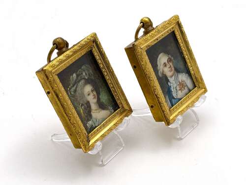 A Pair of French Portrait Miniatures on Ivory, Depicting Marie Antoinette and Louis XVI
